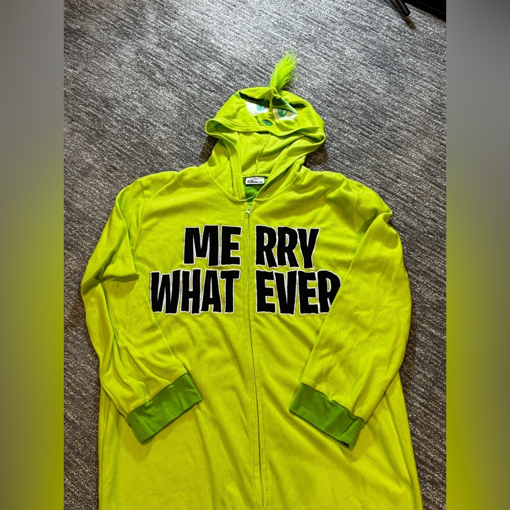Adult Unisex The Grinch Merry Whatever Christmas Onesie Fleece Cozy Pajamas